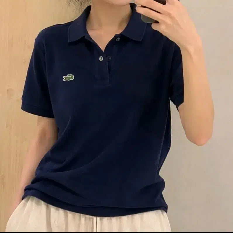 [BUNJANG] Lacoste Women's Polo Shirt Navy / 라코스테 여성 카라티
