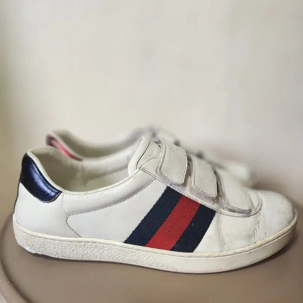 [BUNJANG] Gucci Velcro Sneakers White Blue / >상태양호< 구찌 벨크로 스니커즈 화이트 블루(260~265)팝니다