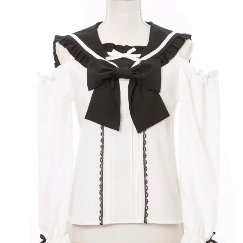 [BUNJANG] Dear My Love Sailor Sera Off-Shoulder Blouse / 디어마이러브 세일러 세라 양산형 지뢰계 어깨트임 오프숄더 블라우스