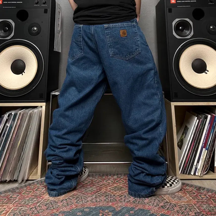 [BUNJANG] Carhartt Leather Tab Work Denim Pants / 칼하트 가죽탭 워크데님팬츠