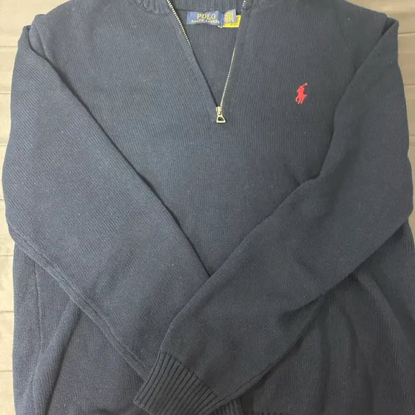 [BUNJANG] Polo Ralph Lauren Navy Zip-Up Knit M / 폴로 랄프로렌 네이비 집업 니트