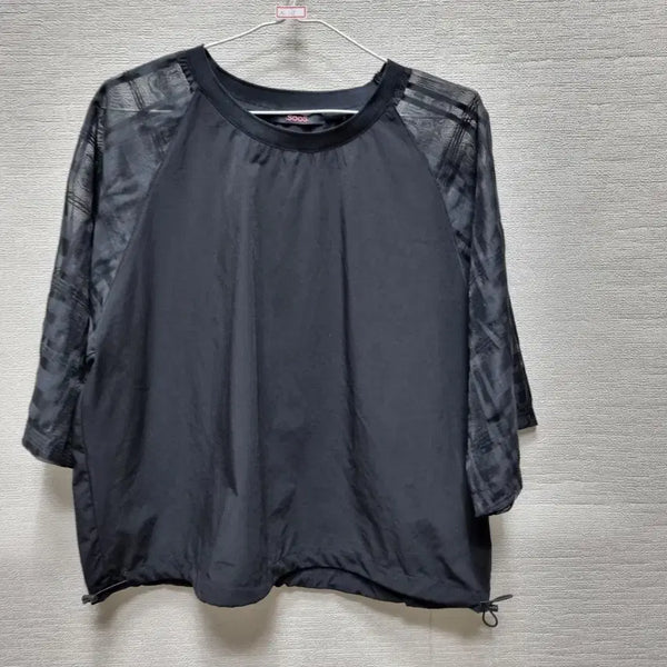 [BUNJANG] 7-Sleeve See-Through Check Panel Blouse / 자165 7부 블라우스