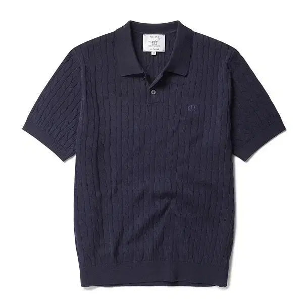 [BUNJANG] XXL Henry Cotton's Ripple Cable Knit Polo Short Sleeve T-Shirt / XXL 헨리코튼 리플리 꽈배기 케이블 니트 폴로 반팔 카라티