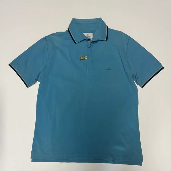 [BUNJANG] Vivienne Westwood Collar T-Shirt Blue L-XL / 희귀!! 비비안웨스트우드 넥라인 반팔 카라 티셔츠 L ~ XL 블루