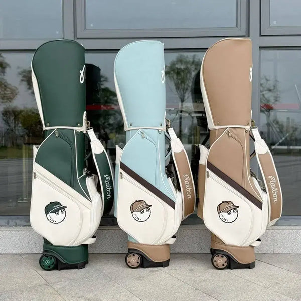 [BUNJANG] Malbon Golf Bag with Wheeled Cover (Green, Brown, Mint Blue) / (바퀴형)말본Malbon 골프백 투명커버 포함 그린,브라운,민트블루 특가