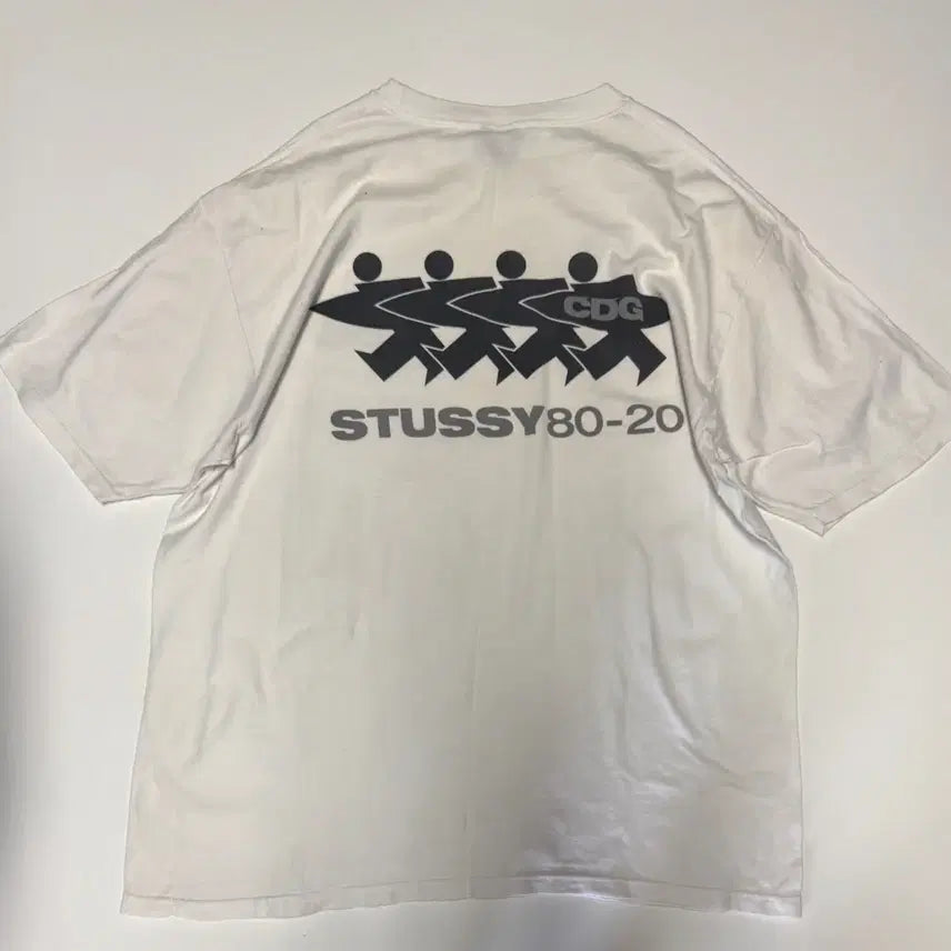 [BUNJANG] Stussy x Comme des Garçons CDG Surfing T-Shirt XL White / 정품!! 스투시 X 꼼데가르송 CDG 서핑 반팔 티셔츠 XL 화이트
