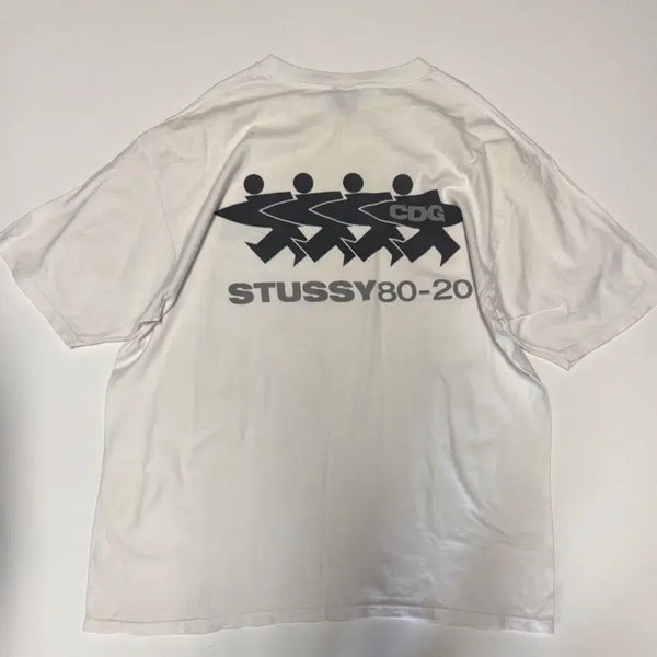 [BUNJANG] Stussy x Comme des Garçons CDG Surfing T-Shirt XL White / 정품!! 스투시 X 꼼데가르송 CDG 서핑 반팔 티셔츠 XL 화이트