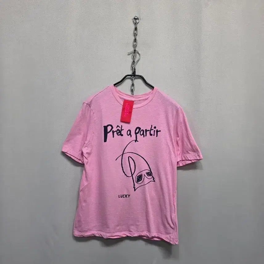 [BUNJANG] LUCKY CHOUETTE Pink Graphic T-Shirt / 럭키슈에뜨 핑크 그래픽 티셔츠(25년제조)