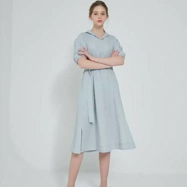 [BUNJANG] SJSJ Italian Fabric Striped Shirt Long Dress / [한섬 정품] SJSJ 이태리 원단 스트라이프 셔츠 롱 원피스