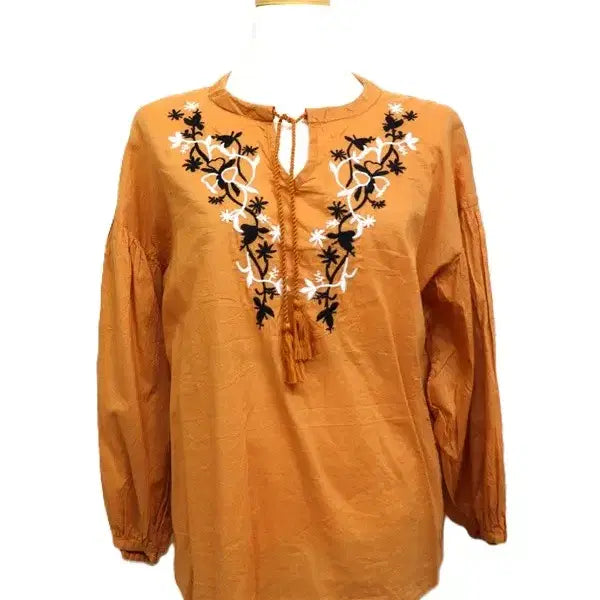 [BUNJANG] Embroidered Cotton Blouse / w76 자수 면블라우스 /여55-빼빼66 /가슴둘레95센치/사놀까2