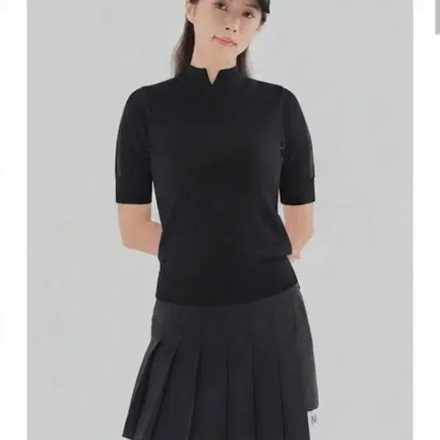 [BUNJANG] TaylorMade 22SS Color Block High Neck Short Sleeve Knit Top Size 85 / 테일러메이드/ 22ss 배색포인트 하이넥 반팔 니트85