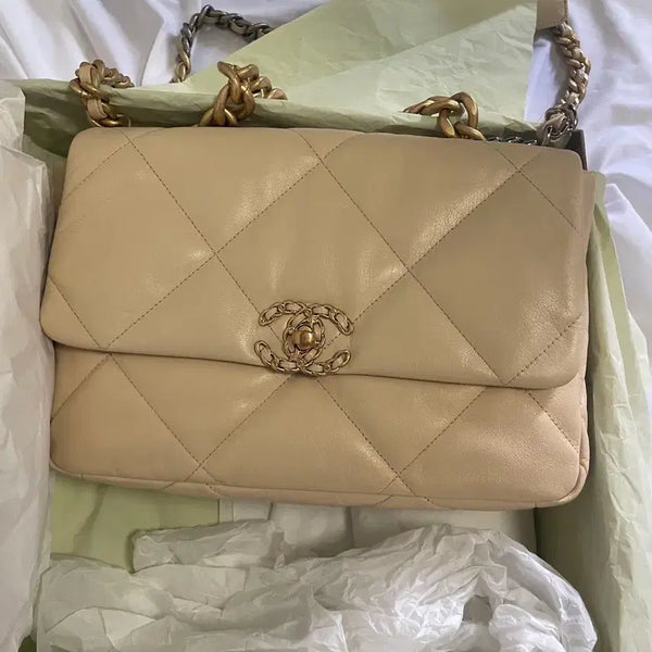 [BUNJANG] Large Shoulder Bag (Beige) / 숄더백