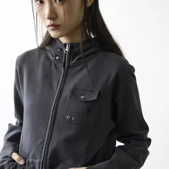 [BUNJANG] The Coldest Moment Charcoal Hooded Zip-up Hoodie (Size S) / 더콜디스트모먼트 후드집업 차콜