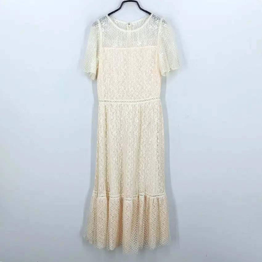 [BUNJANG] Lenibon Women's Summer Embroidered Lace Short Sleeve Dress Cream / 레니본 여성 여름 자수레이스 반팔원피스 크림82 (HU45716)