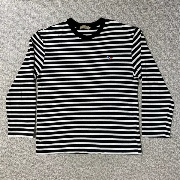 [BUNJANG] Maison Kitsuné Striped Long Sleeve T-Shirt - Size L / 메종키츠네 스트라이프 긴팔 티셔츠  L