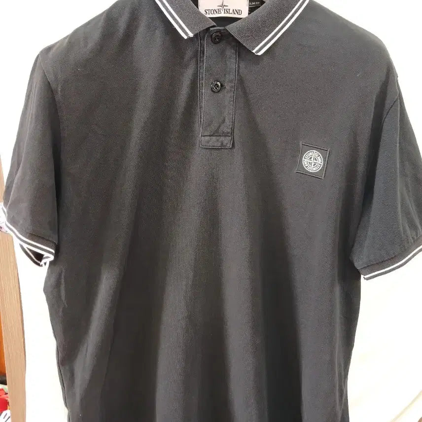 [BUNJANG] Stone Island Short Sleeve Polo Shirt Black Size 105 / 스톤아일랜드 반팔 카라티 블랙 105