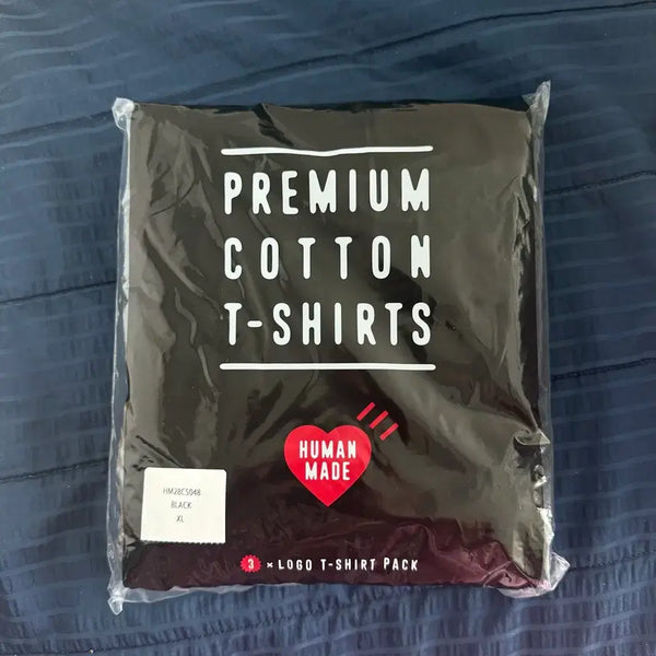 [BUNJANG] Human Made Premium Cotton T-Shirt 3-Pack Black XL / 휴먼메이드 프리미엄 코튼 티셔츠 블랙 XL 3팩