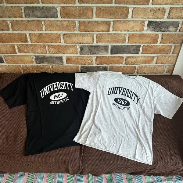 [BUNJANG] Men's Short Sleeve T-Shirt Set (University 1987 Authentic) / 쇼핑몰 샘플 남자반팔