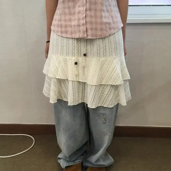 [BUNJANG] Sovelo Ivory Can Can Flare Midi Skirt / 새상품 소브 벨로 캉캉 플레어 미디 스커트 아이보리