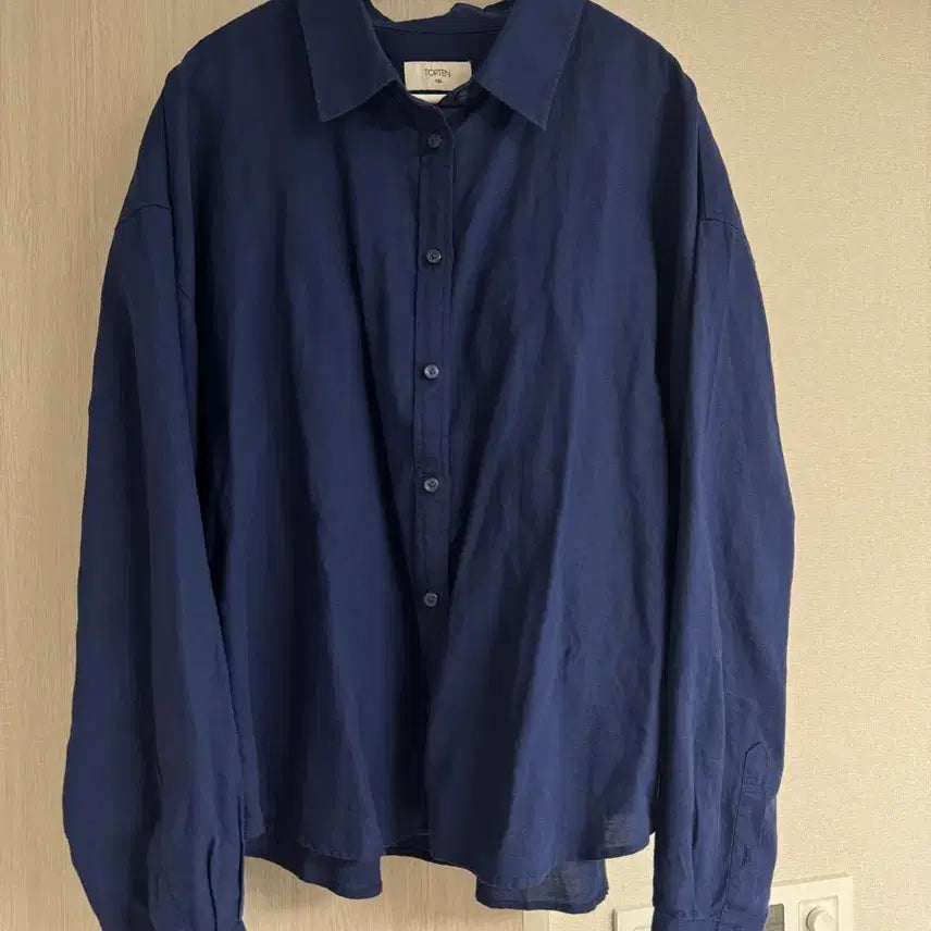 [BUNJANG] TOPTEN Women's Linen Shirt Navy 100 / 탑텐여성 린넨 셔츠 네이비 100