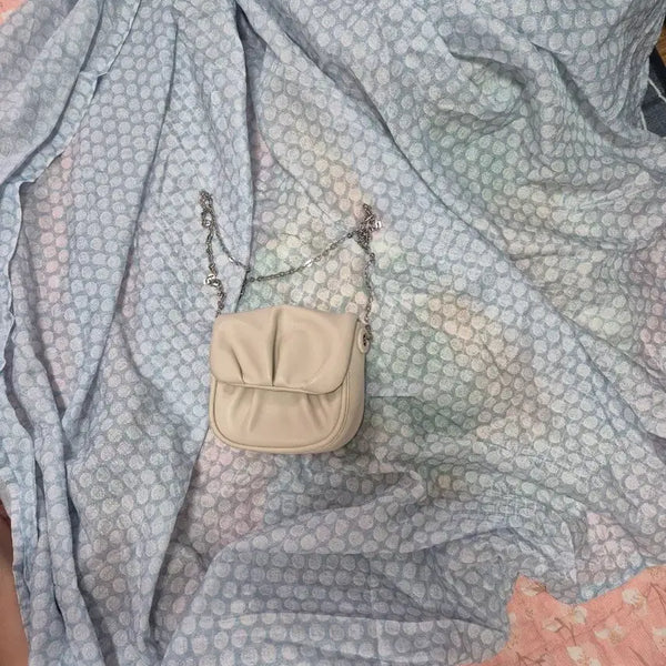 [BUNJANG] Shirring Chain Mini Bag - Ivory / 셔링 체인 미니백 아이보리(급정리)