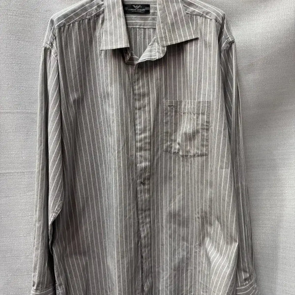[BUNJANG] Giorgio Armani Le Collezioni Stripe One-Pocket Shirt / 조르지오 아르마니 레 콜레지오니스트라이프 원포켓 셔츠 105