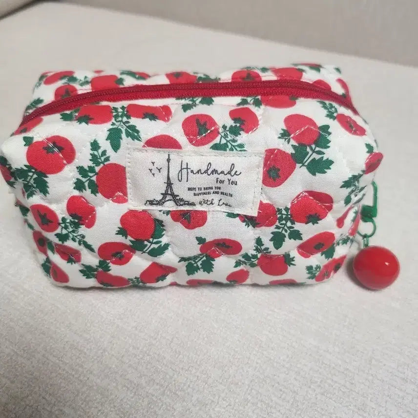 [BUNJANG] Fresh Tomato Pouch with Keychain / 상큼 토마토키링 사각박스 파우치