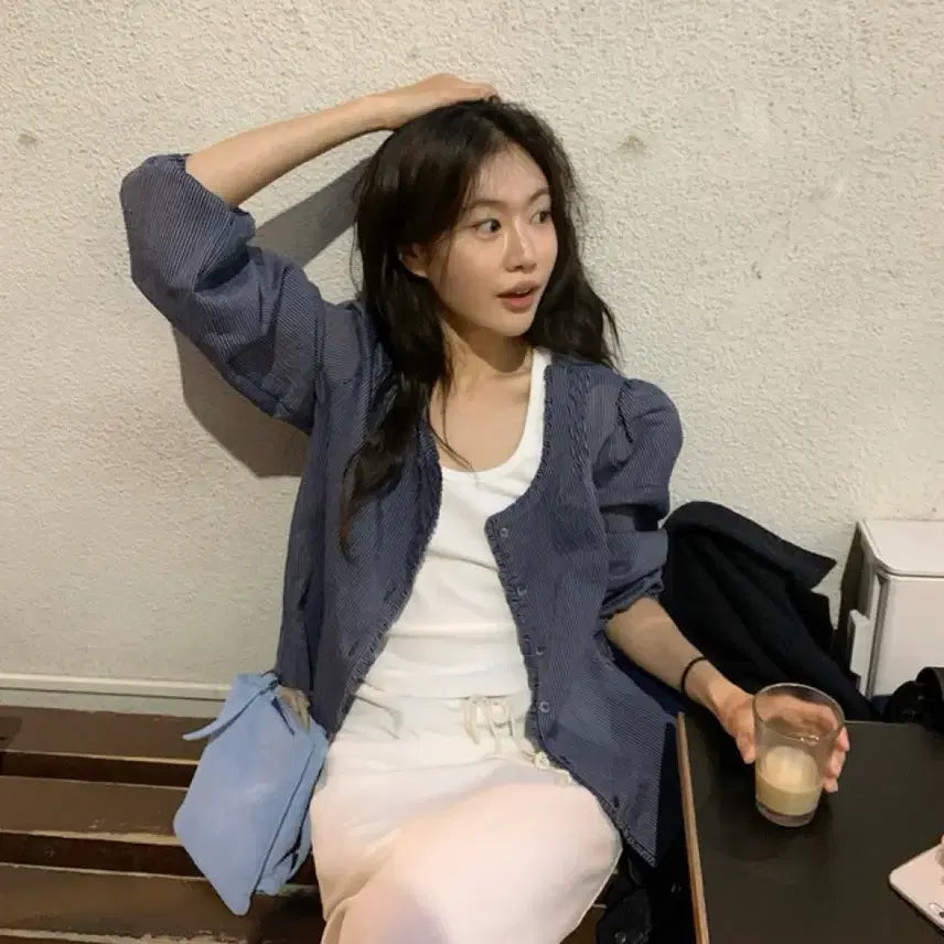 [BUNJANG] Underbee Stripe Blouse / 언더비 스트라이프 블라우스(3회착용)