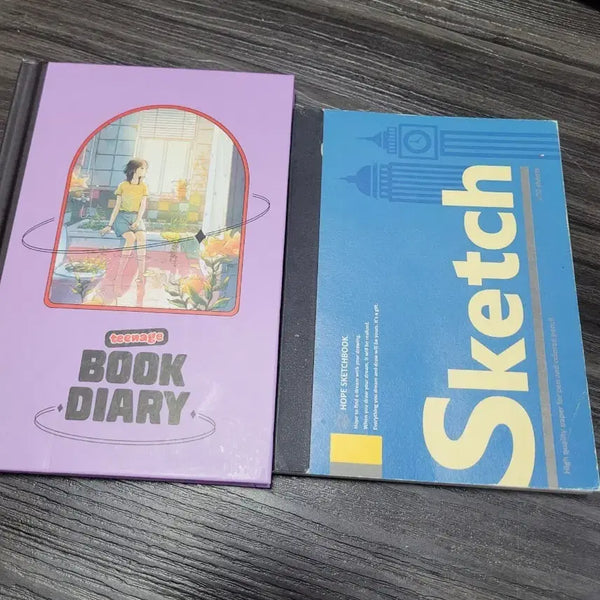 [BUNJANG] Purple Girl's Diary & Sketchbook Set / 퍼플 소녀 다이어리 & 스케치북