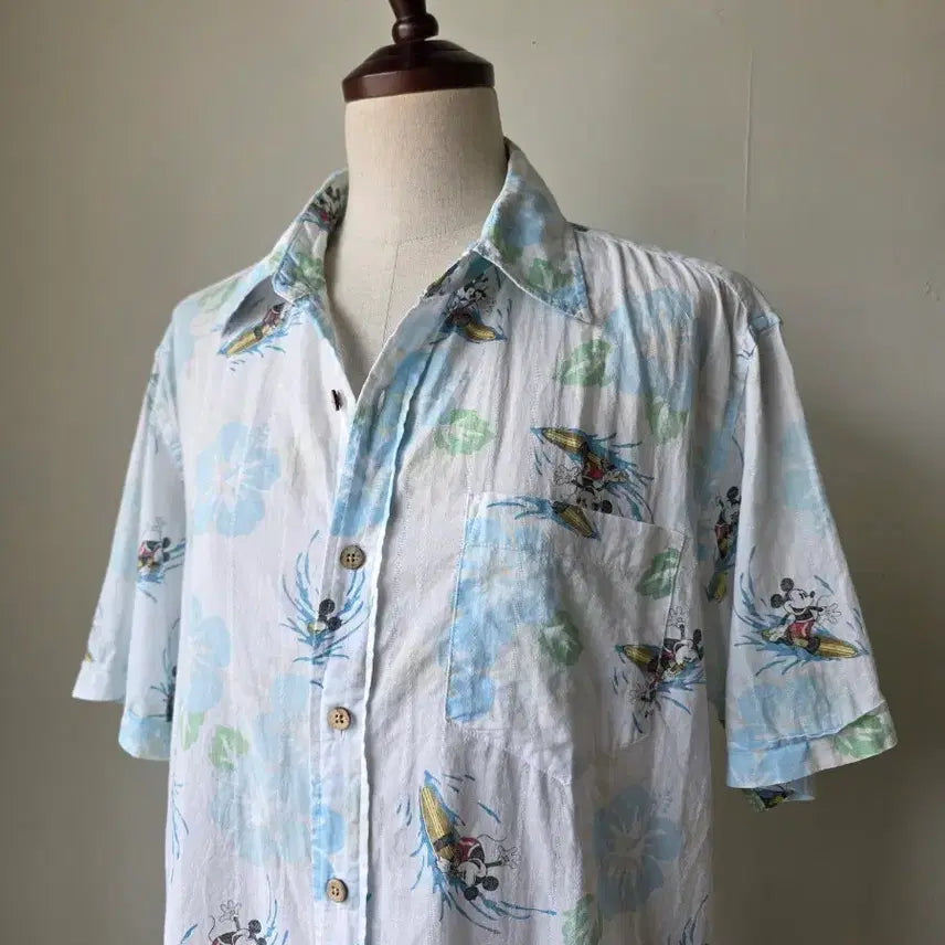 [BUNJANG] Disney Mickey Mouse Surfing Hawaii Shirt / 디즈니 미키마우스 서핑 하와이 셔츠