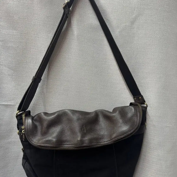 [BUNJANG] Custom Mellow Leather Combo Vintage Mood Cross Bag / 커스텀멜로우 레더 콤비 빈티지 무드 크로스백