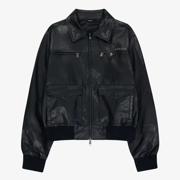 [BUNJANG] Akam Western Collar Leather Jacket (Black) / 아캄 Western Collar Leather Jacket (Black)