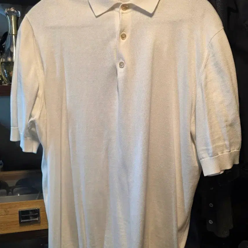 [BUNJANG] Lardini Cotton Collar Knit Short Sleeve 52 / 라르디니(LARDINI) 코튼 카라 니트 반팔 52사이즈
