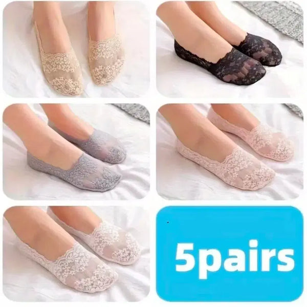 [BUNJANG] Lace Footie Socks 5-Pair Set / 레이스 덧신 5켤레 세트