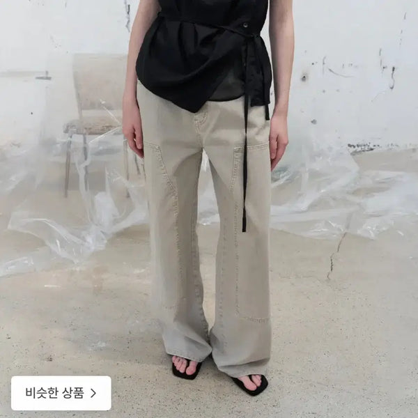 [BUNJANG] Poeto Girls Pocket Pants - Oat Beige M / 포에토 걸스포켓팬츠 - 오트베이지 M