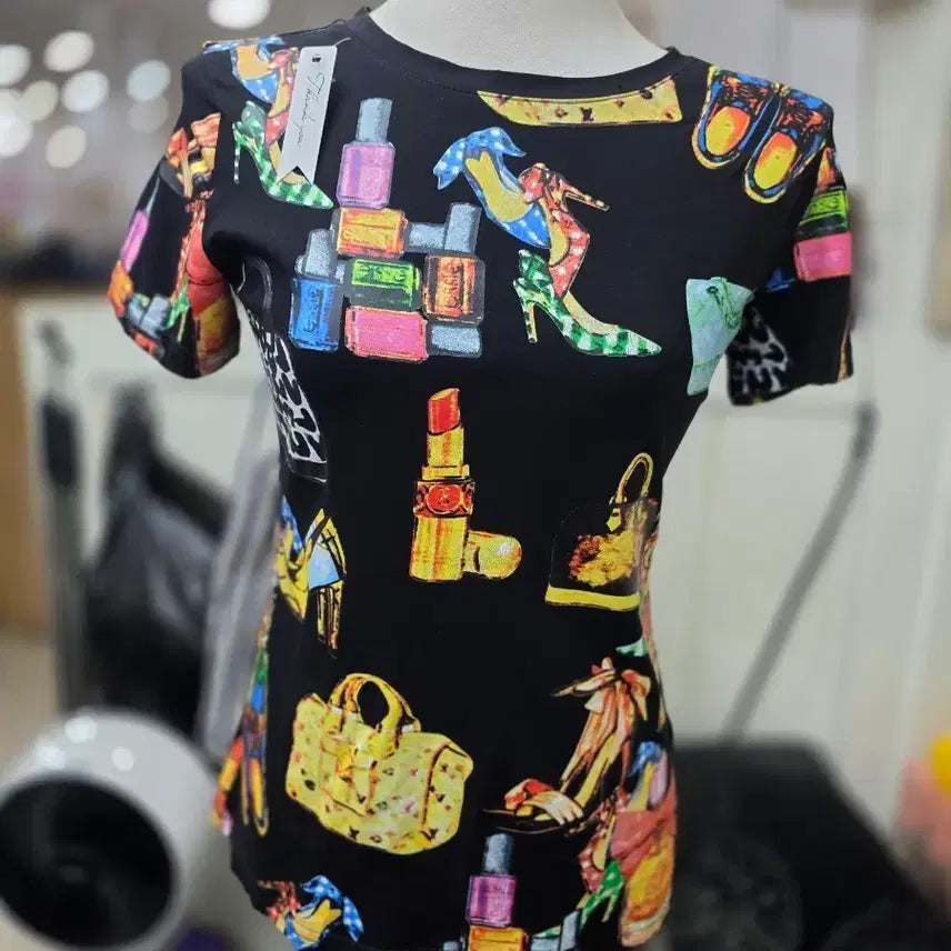 [BUNJANG] Black Printing Short Sleeve T-Shirt / 블랙 프린팅 반팔 티셔츠