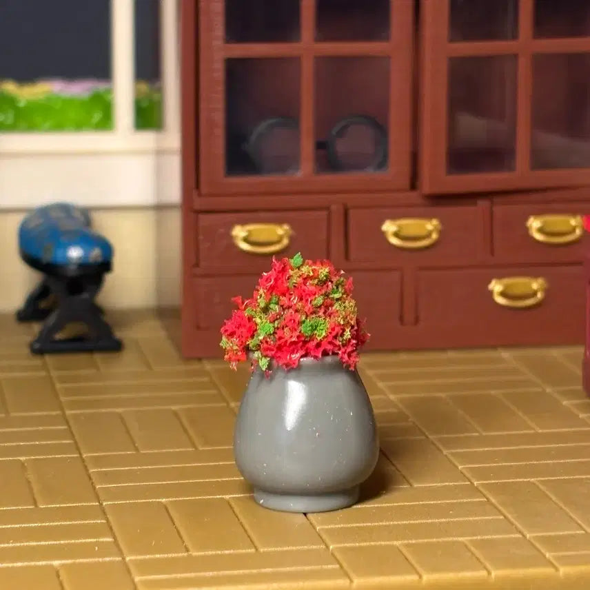 [BUNJANG] Miniature Flower Pot with Red Flowers / 미니어처 화분 빨간꽃