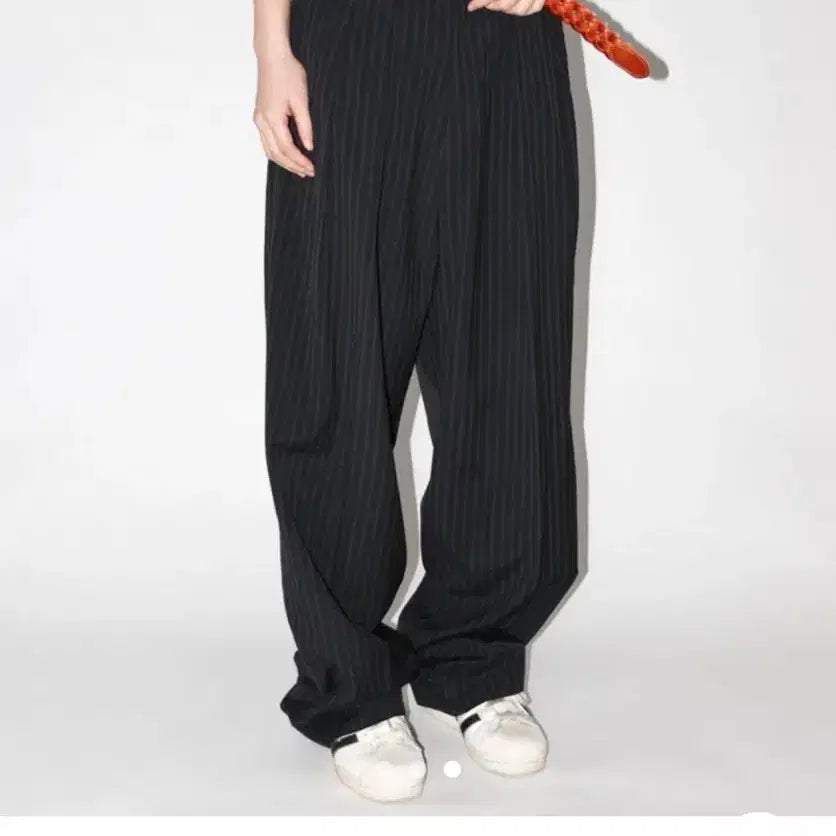 [BUNJANG] Riki Stripe Summer Slacks (Black, L) / 리키 스트라이프 슬랙스(여름용)