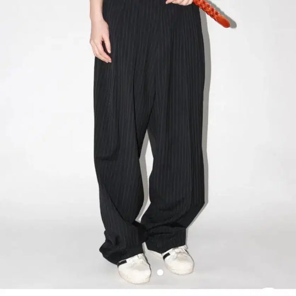 [BUNJANG] Riki Stripe Summer Slacks (Black, L) / 리키 스트라이프 슬랙스(여름용)