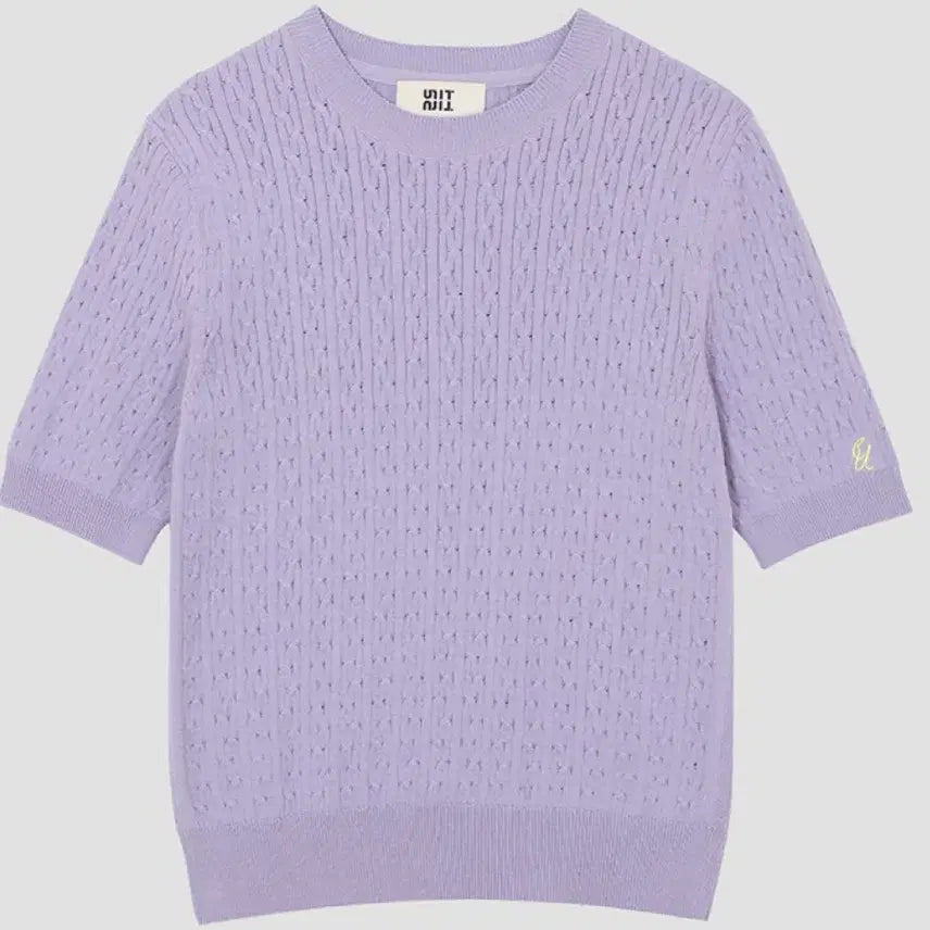 [BUNJANG] UNIT Cable Knit Short Sleeve T-Shirt Violet M / (새상품) 유닛 케이블 반팔 니트