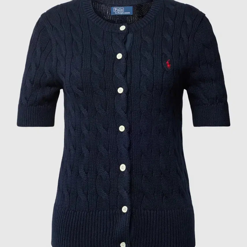 [BUNJANG] Polo Ralph Lauren Cable Knit Short Sleeve Cardigan / 폴로랄프로렌 꽈배기 니트 반팔 가디건
