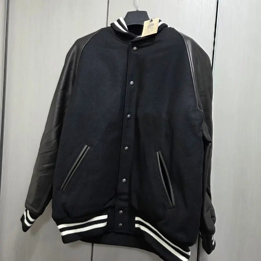 [BUNJANG] Golden Bear Shawl Collar Raglan Varsity Jacket Black XXL / 골든베어 랜덤워크 숄카라 래글런 바시티 블랙 XXL