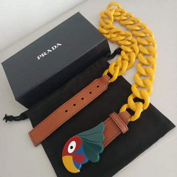 [BUNJANG] Prada Authentic Parrot Motif Chain Belt / 프라다 앵무새 모티브 체인 여성 벨트 정품