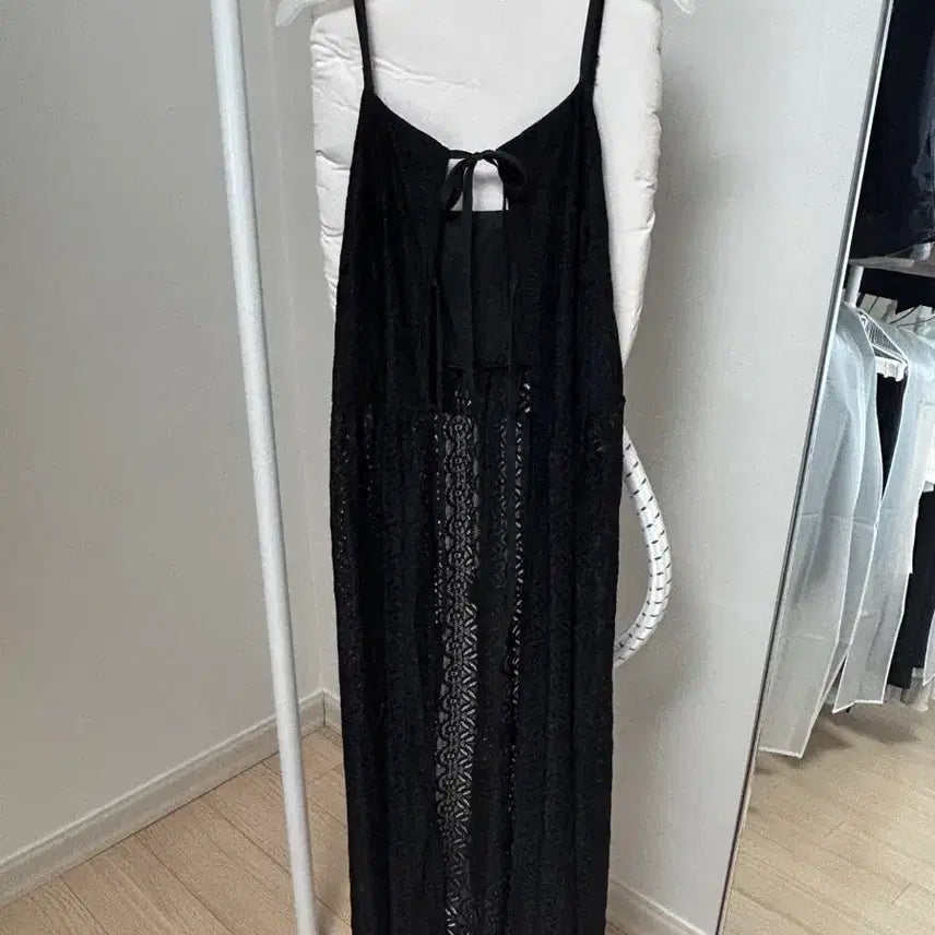 [BUNJANG] Nanningu Black Lace Long Dress / [미착용새상품/택o] 난닝구 블랙 레이스 롱 원피스 레이어드 마넬브원피스