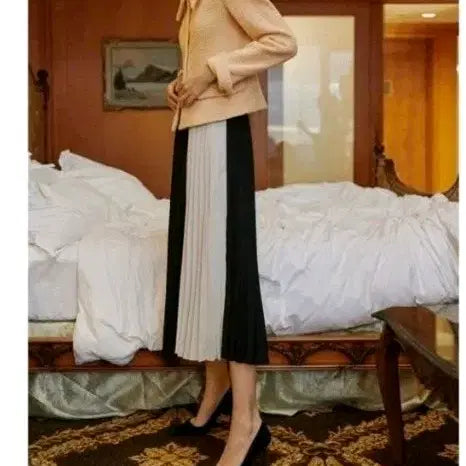 [BUNJANG] Karl Lagerfeld Banding Pleated Long Skirt / 칼라거펠트 밴딩 플리츠 스커트