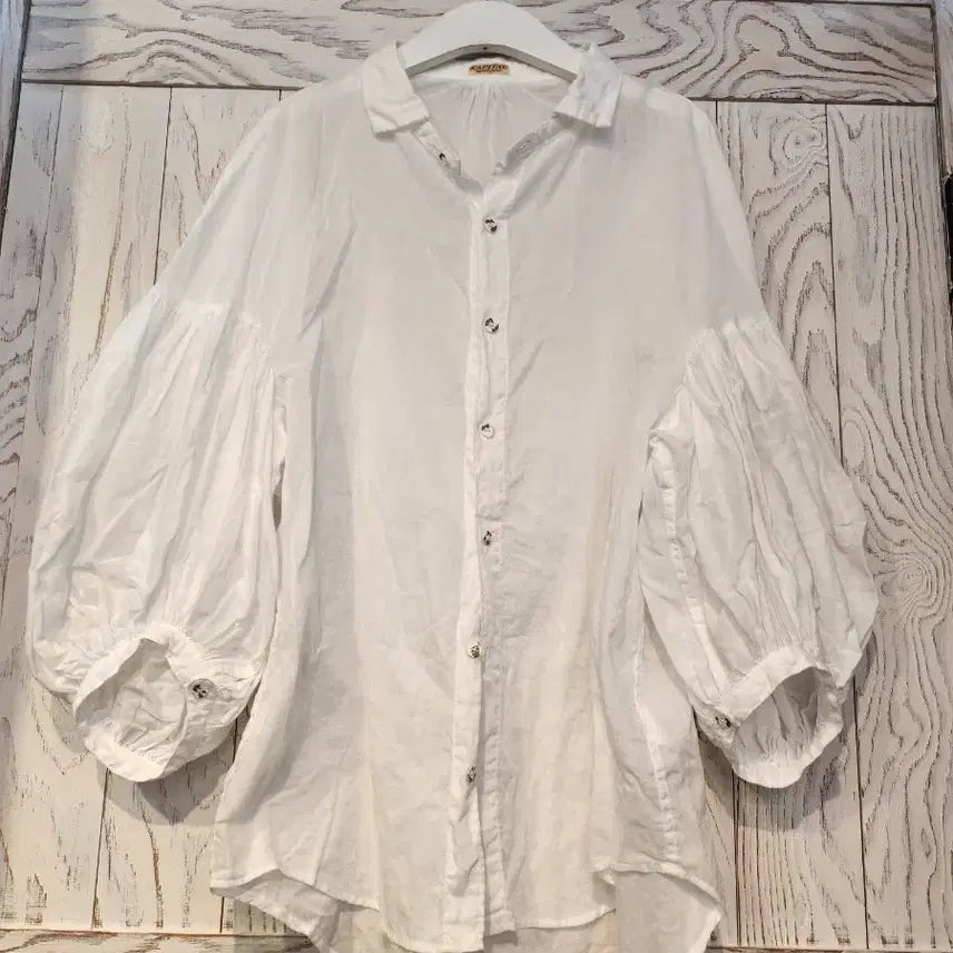 [BUNJANG] Capital 100% Cotton Puff Sleeve Shirt Blouse / 정품)캐피탈 면100% 퍼프소매 셔츠,브라우스