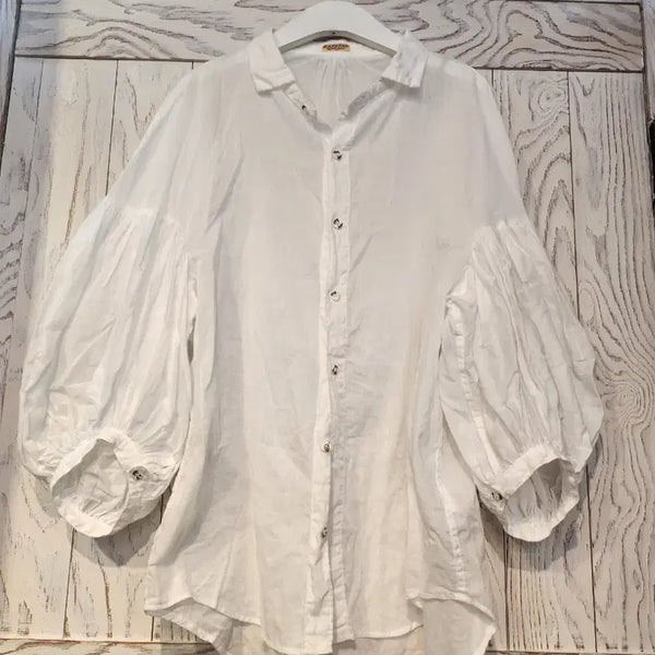 [BUNJANG] Capital 100% Cotton Puff Sleeve Shirt Blouse / 정품)캐피탈 면100% 퍼프소매 셔츠,브라우스