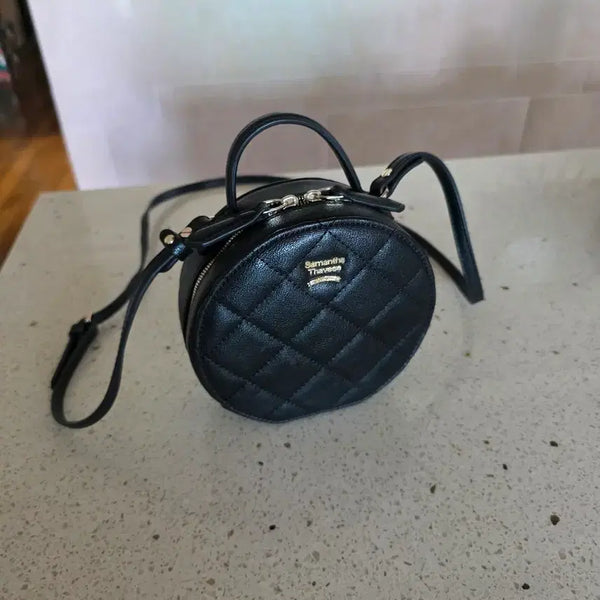 [BUNJANG] Samantha Thavasa Quilting Round Bag Black / 사만다 타바사 퀼팅 라운드백 블랙