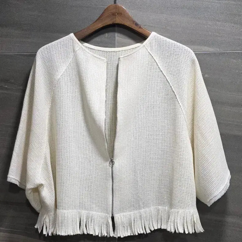 [BUNJANG] SYSTEM Fringe Mesh Knit Blouse Jacket / SYSTEM 시스템 ,  프린지 매쉬 니트 블라우스 or  자켓형 블라우