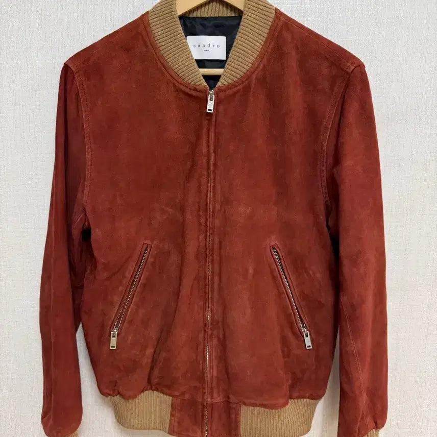 [BUNJANG] Sandro Suede Bomber Jacket Brown S / 산드로 스웨이드 봄버 자켓 브라운 S